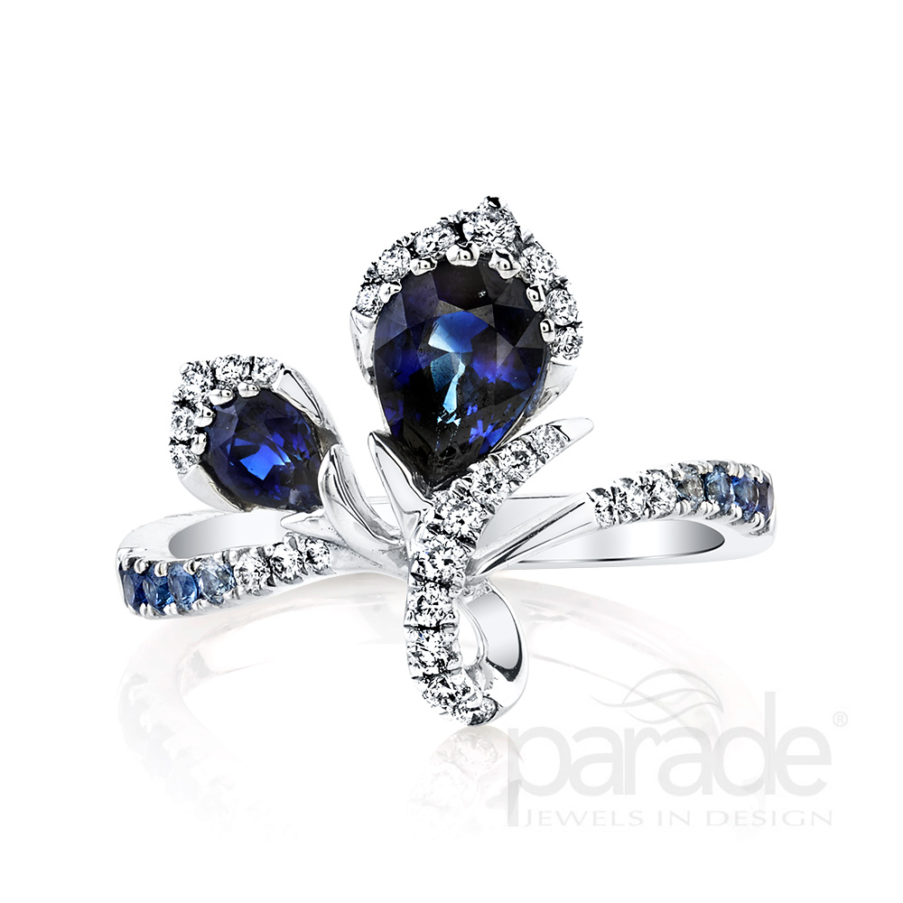 Diamond and sapphire fashion ring.