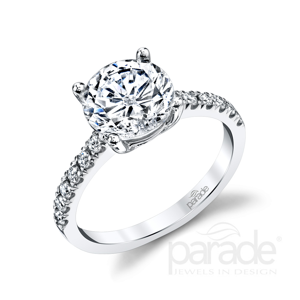 Classic diamond solitaire engagement ring.