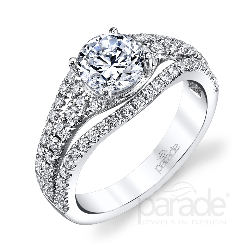 Split multi row diamond engagement ring.