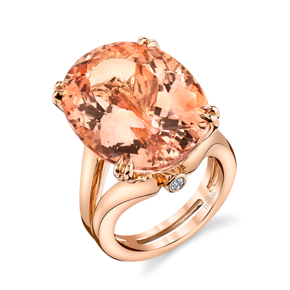 Designer gold and diamond ring with Morganite by Parade Design.