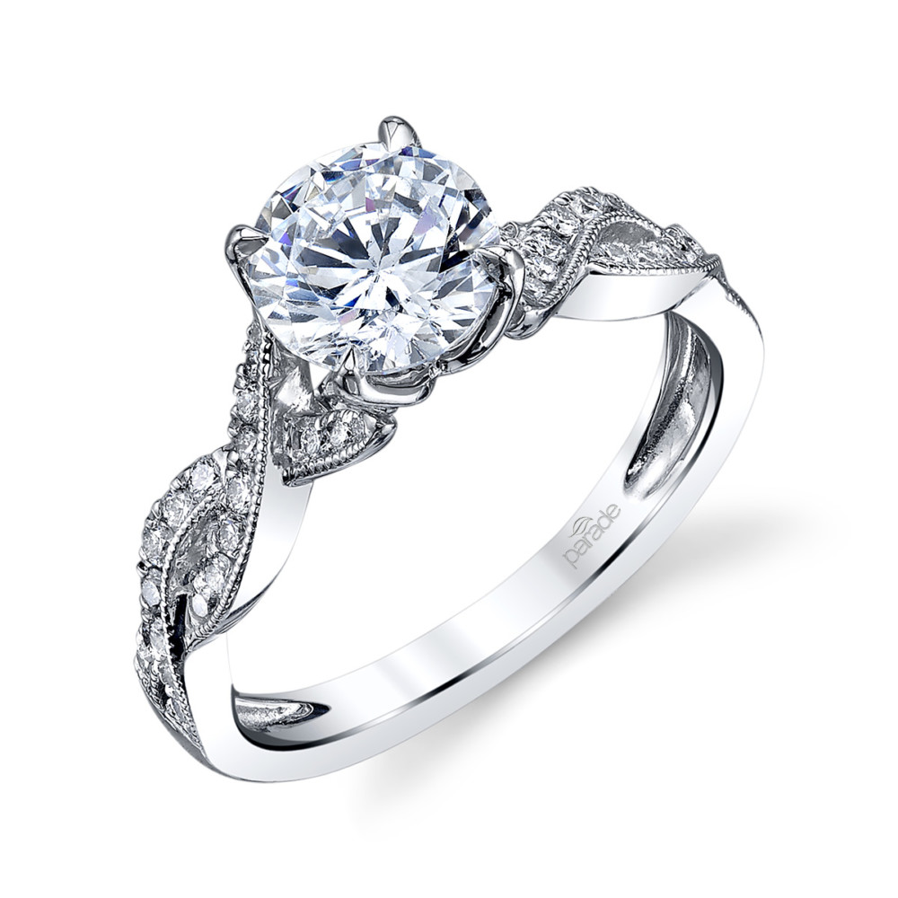 Contemporary designer diamond engagement ring featuring a twisted band by Parade Design.