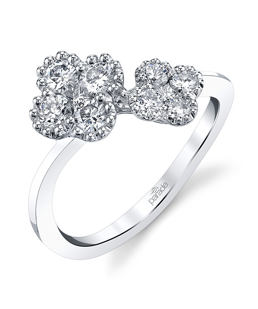 Designer diamond fashion ring by Parade Design featuring cluster blossoms in an open wrap design.