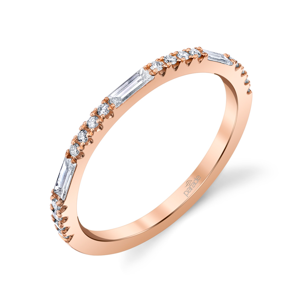 Designer diamond stackable ring by Parade Design featuring round and baguette diamonds.