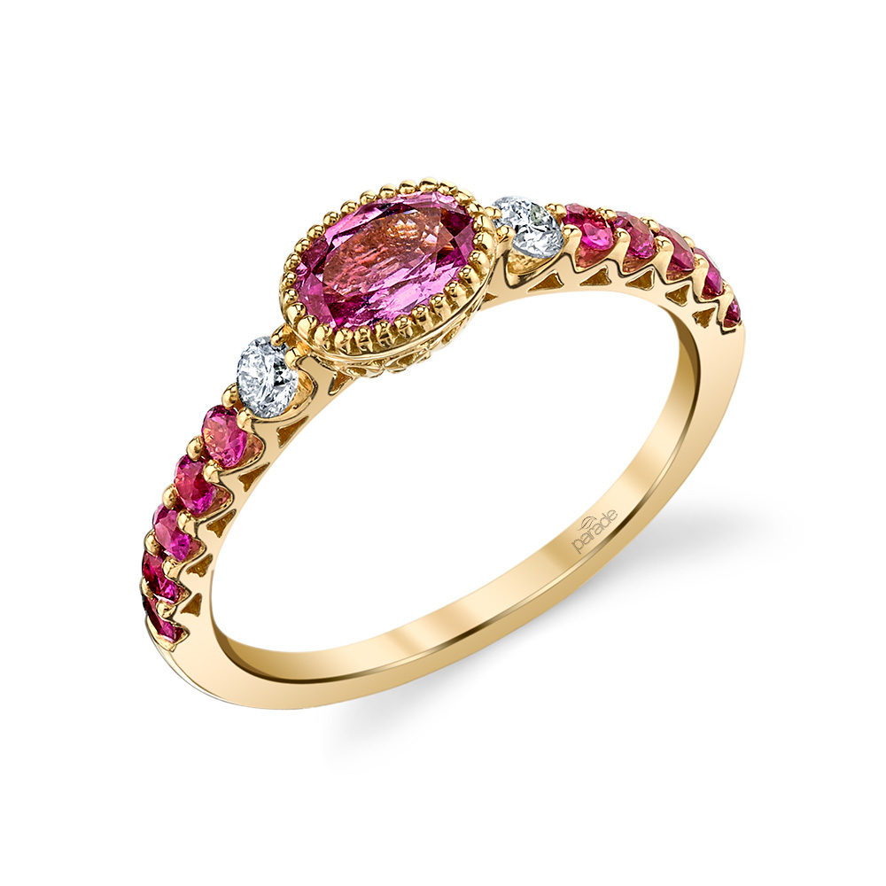 Designer pink sapphire and diamond ring by Parade Design.
