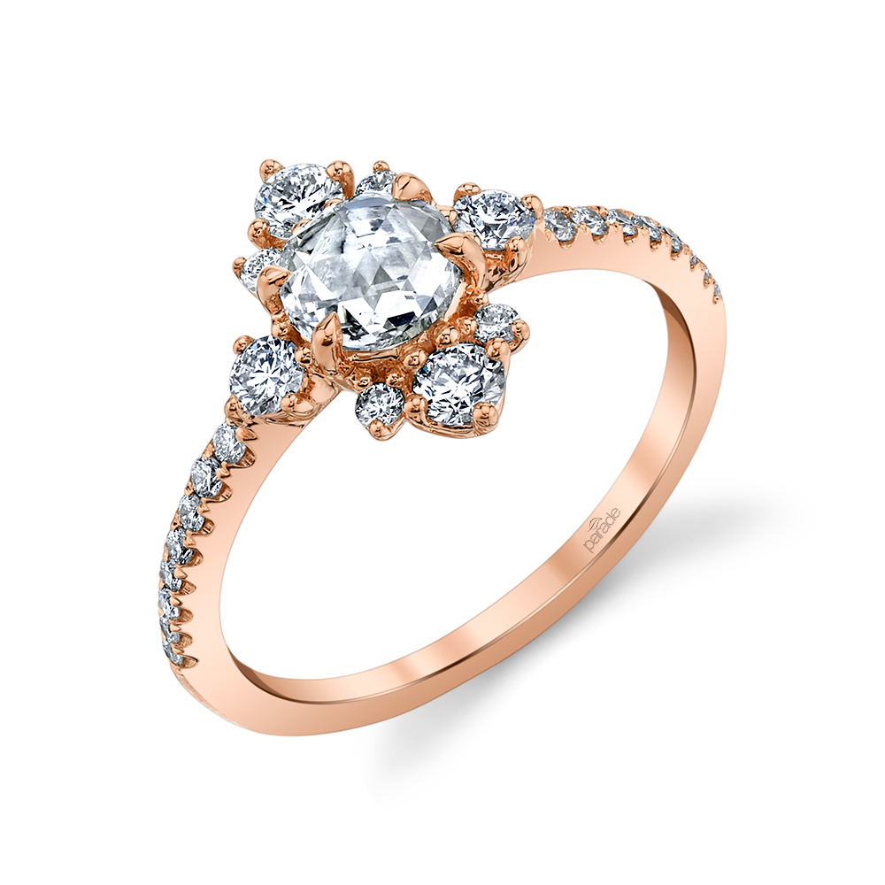 Designer diamond engagement ring with rose cut by Parade Design.