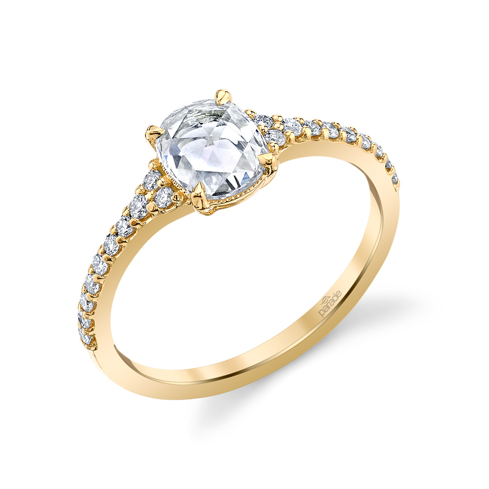 Designer diamond, rose cut diamond engagement ring by Parade Design.