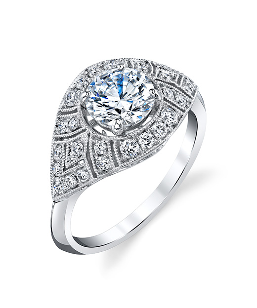 Art-Deco, Vintage designer diamond engagement ring by Parade Design.