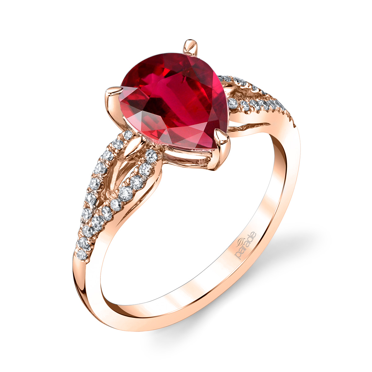 Designer diamond and rubellite tourmaline ring by Parade Design.