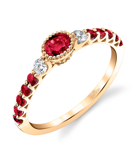 Designer diamond and ruby fashion ring by Parade Design.