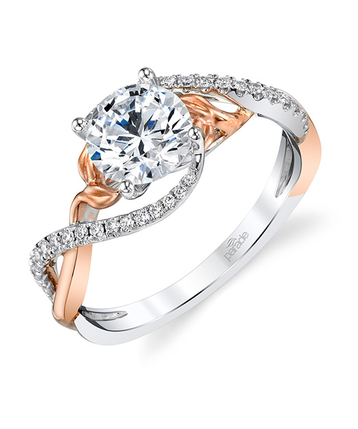 Designer diamond, contemporary, nature inspired engagement ring by Parade Design.