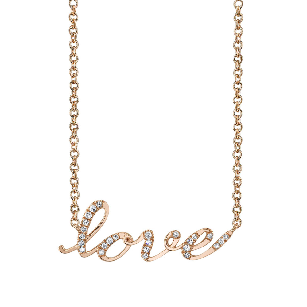 Designer diamond LOVE necklace by Parade Design.